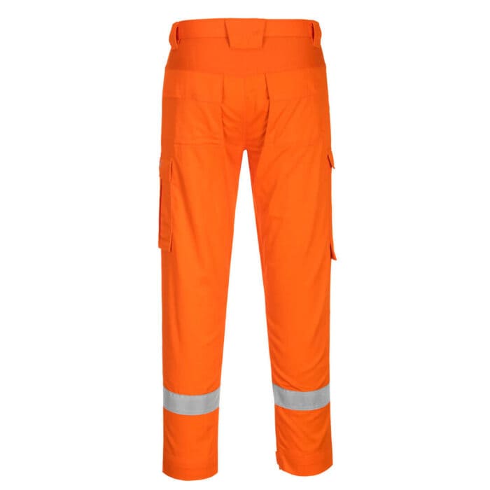 Portwest Bizflame Lightweight Stretch Panelled Trousers Orange Back