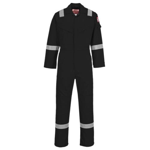 Portwest Flame Resistant Super Lightweight Anti-Static Coverall Black