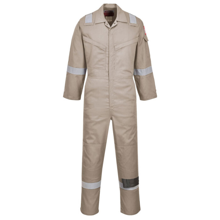 Portwest Flame Resistant Super Lightweight Anti-Static Coverall Khaki